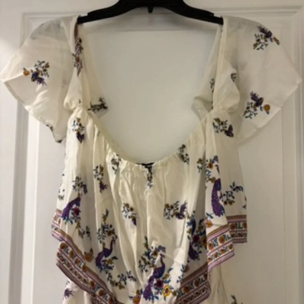 Forever 21 Off The Shoulder White Boho Romper - Picture 2 of 8